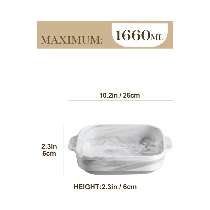 MALACASA Square Porcelain China Baker Bakeware