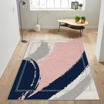 Soft Woven Area Rug, 100% Polyester, 31.5 x 55.1 inches | 740 g/m², Non-Slip Felt Dot Underside, Machine Washable | Low Pile Height: 0.16 inches, Perfect for Living Room, Bedroom, and Dining Areas