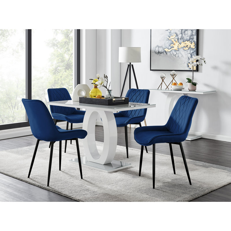 4 - Person Dining Set, Navy/Black