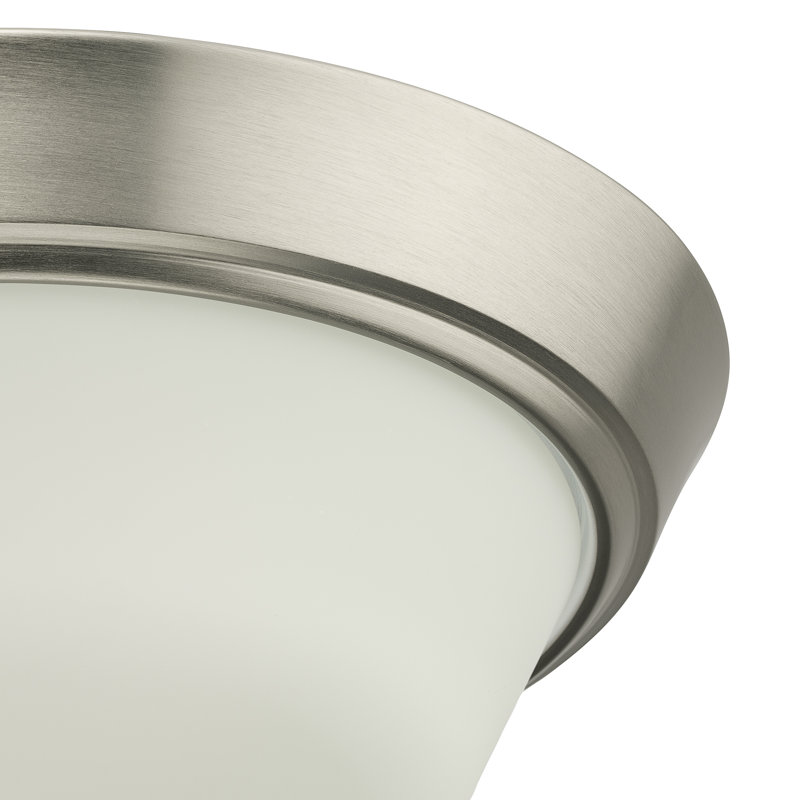 Plafonnier encastré Edessa avec verre satiné gravé, Nickel brossé, H 4,25 po x l 12 po x P 12 po, Deux lumières