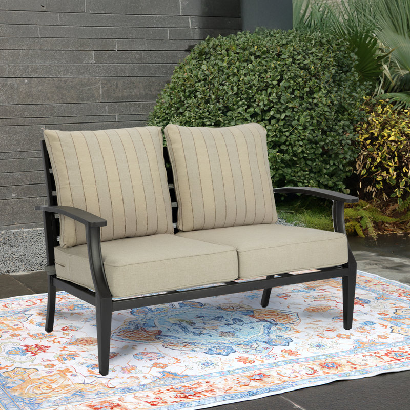 Outdoor Deep Seat Chair Cushion Set, Brown Striped, 22" W x 24" D