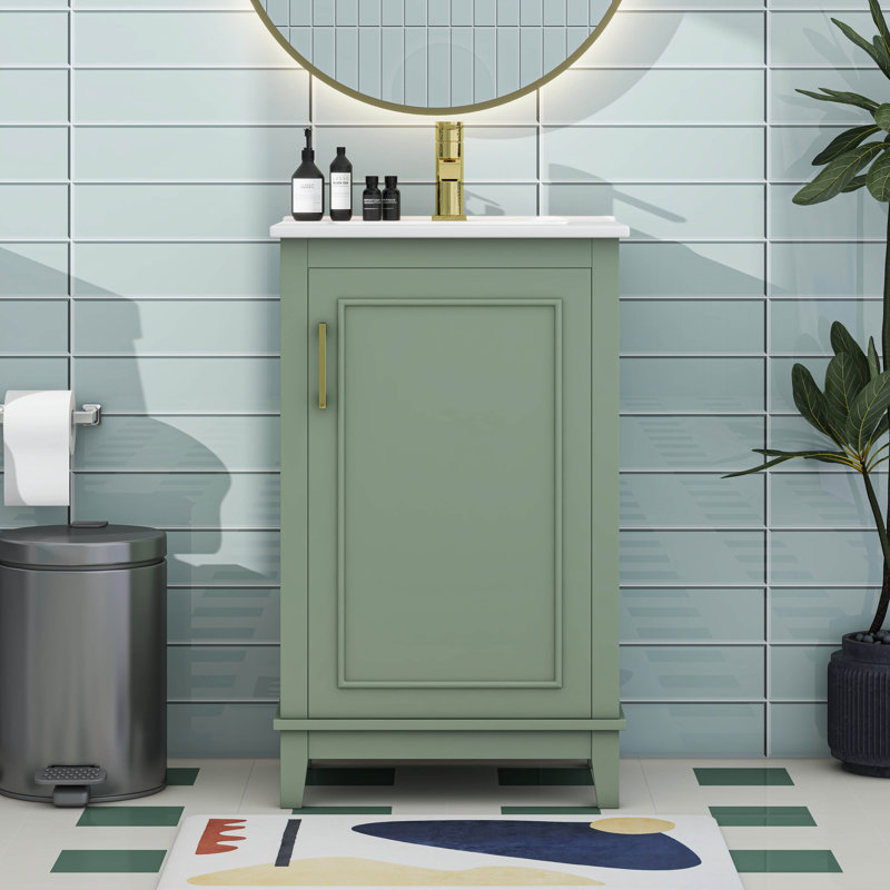 Petit meuble-lavabo moderne de 20 pouces avec lavabo en céramique