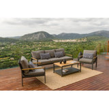 LifestyleGarden Upolu Aluminum and FSC Teak Outdoor Patio Rectangular Coffee Table