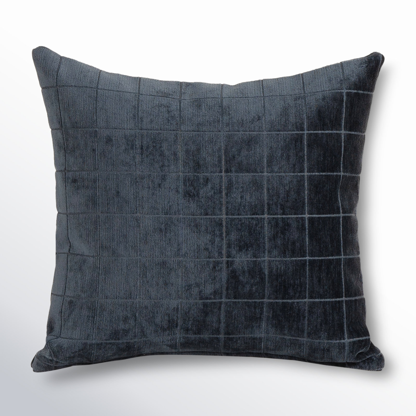 Otterville Velvet Grid Throw Pillow, Polyester, Navy Geometric, 18"H x 18"W