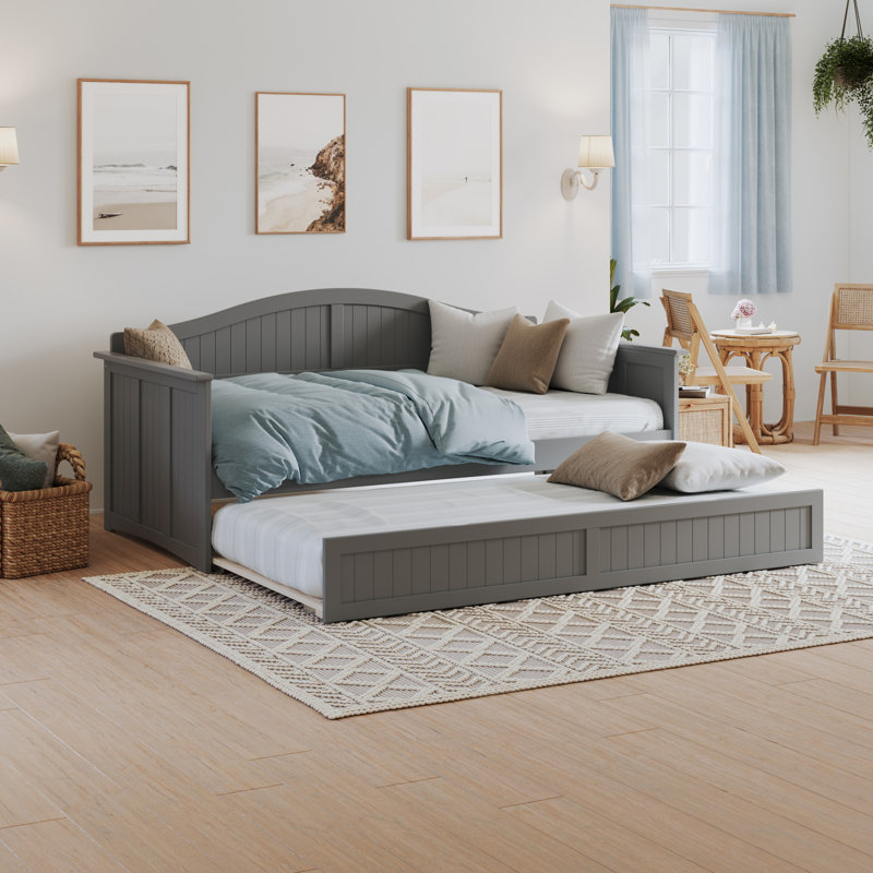 Nantucket Solid Wood Twin Daybed with Twin Trundle, Gray