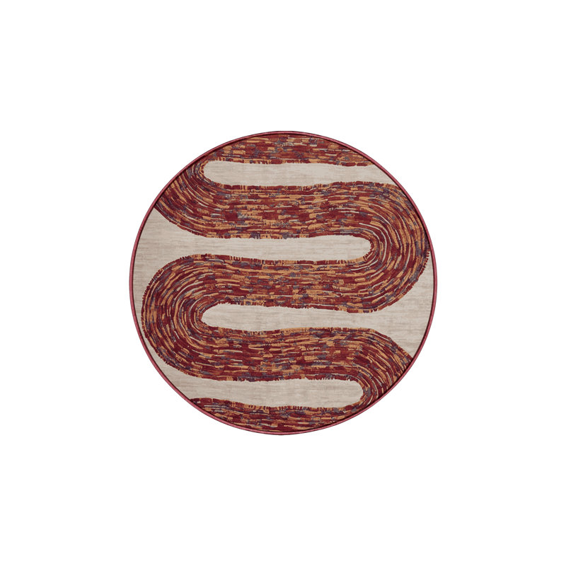 Machine Washable Red Area Rug, Round 3'