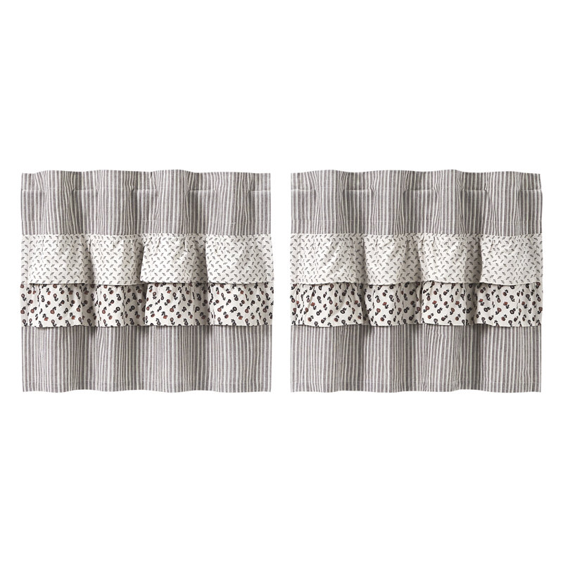 Rideau de café sur mesure en coton taupe clair / café Bahari, H 24 po x l 72 po