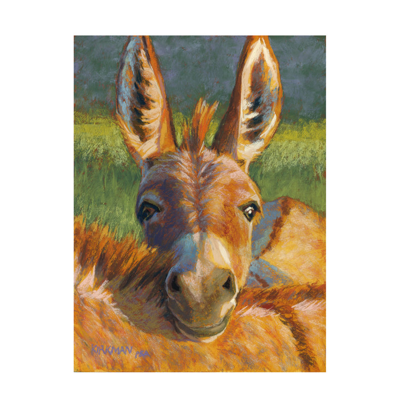 Art mural sur toile tendue - "Peek-a-Burro" par Rita Kirkman pour décoration de salon, de chambre à coucher ou de bureau - 14 x 19