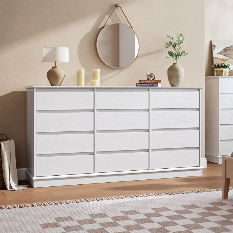 12-Drawer Wooden Dresser for Bedroom, Large Chest with Deep Storage, Wide Top for Closet, Living Room, Kids Room, White