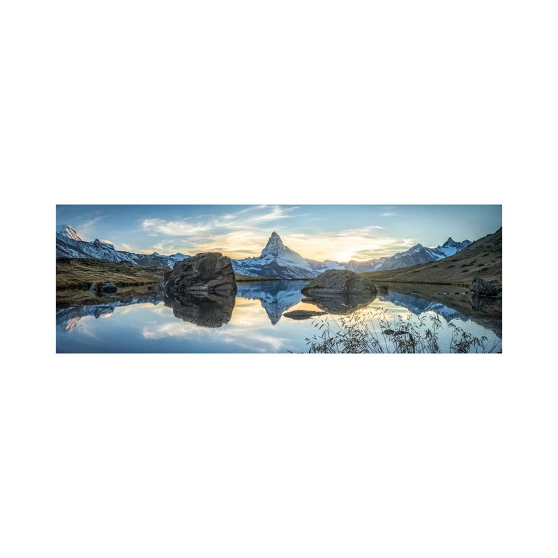 Scenic View Of The Matterhorn And Stellisee In The Swiss Alps by Jan Becke - Panoramic Print on Canvas, Wrapped Canvas