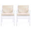 Repas d'extérieur pour 2 chaises, dossier en bois avec corde, coussin hydrofuge, structure blanche, limite de poids de 400 lb, coussin amovible pour le lavage en machine, confort ergonomique, repas en terrasse de style simple,