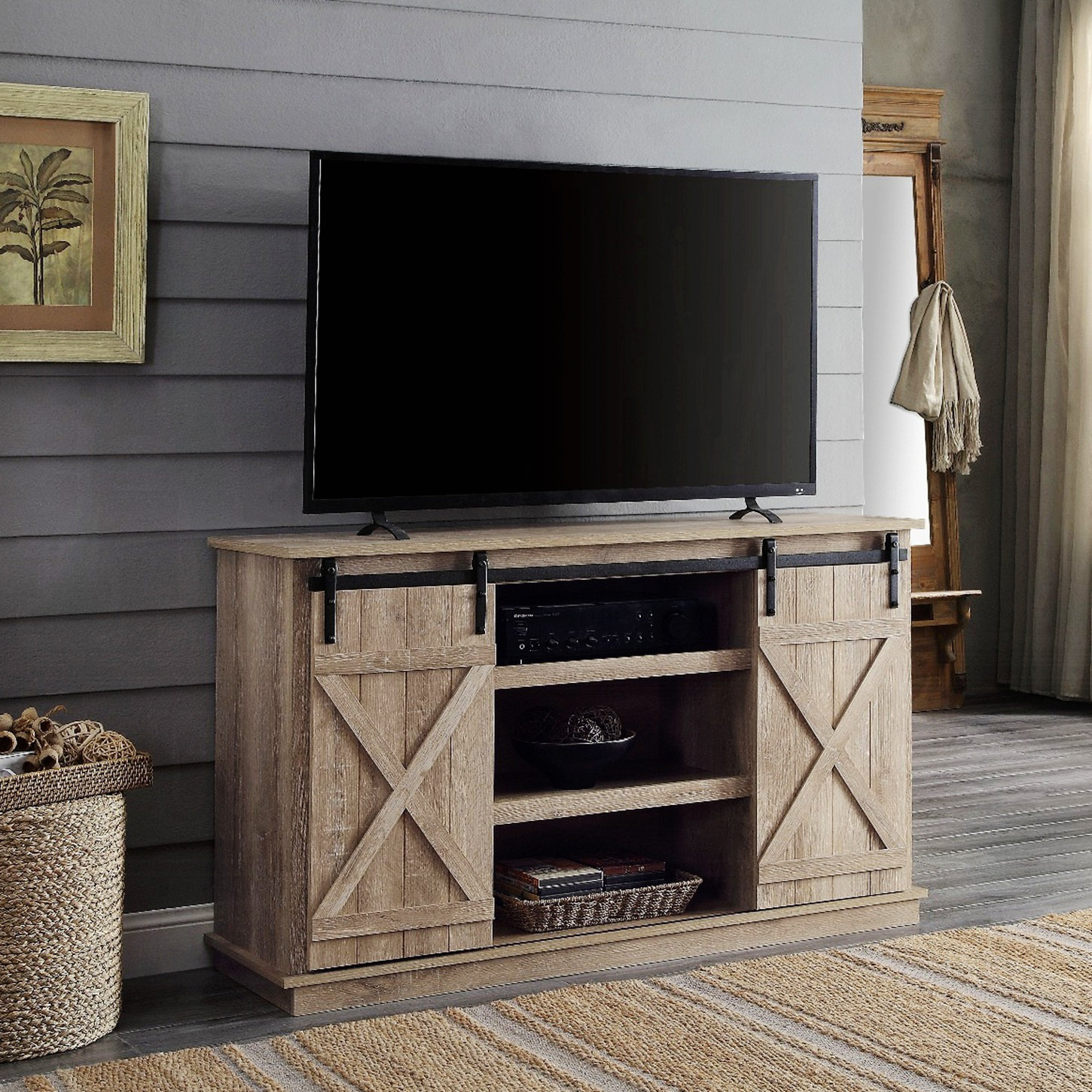 Ophelia & Co. Tv Stand With 2 Sliding Barn Doors Wayfair Canada