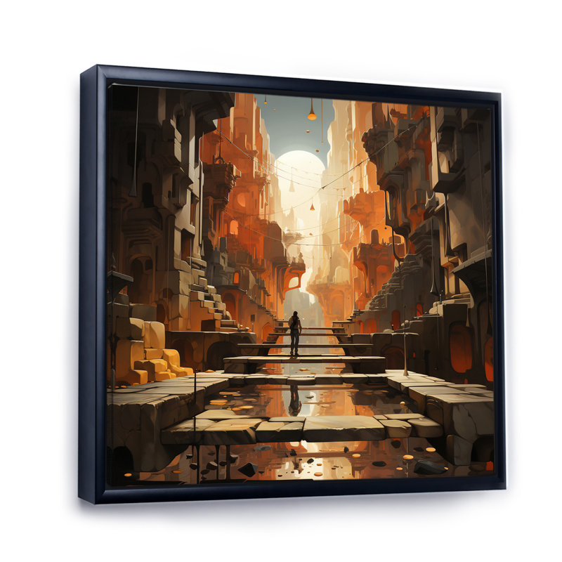 Sci Fi Odyssey City II, Cadre flottant noir, H 24 po x l 24 po x P 1 po
