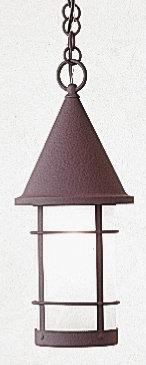 Valencia Outdoor Pendant, 17.38" H x 7.25" W, Rustic Brown, Frosted