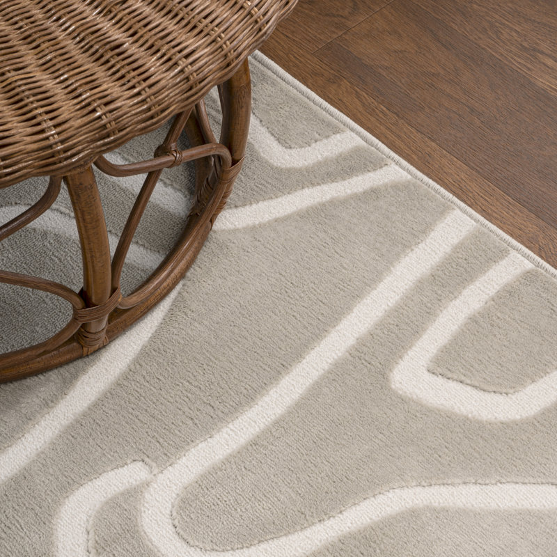 Tapis beige / crème Sauvanne Modern Scandinavian, Rectangle 7 pi 10 po x 10 pi