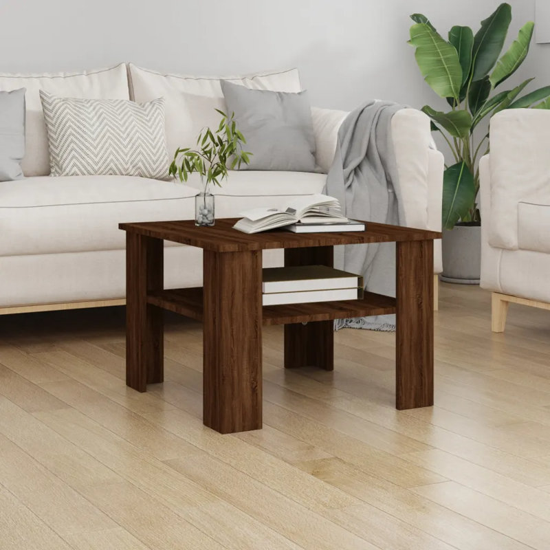 Sprinkel Engineered wood Four Leg Single Coffee Table with Storage, Walnut
