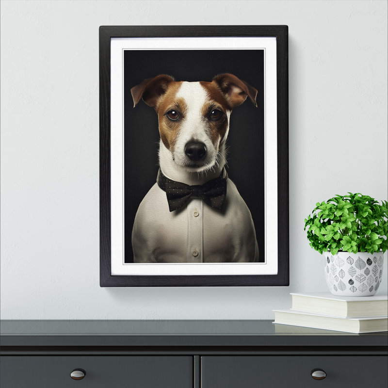 Jack Russell Minimalism No.2 - Single Picture Frame Print on Wood, Black Framed, 46cm H x 34cm W x 2cm D