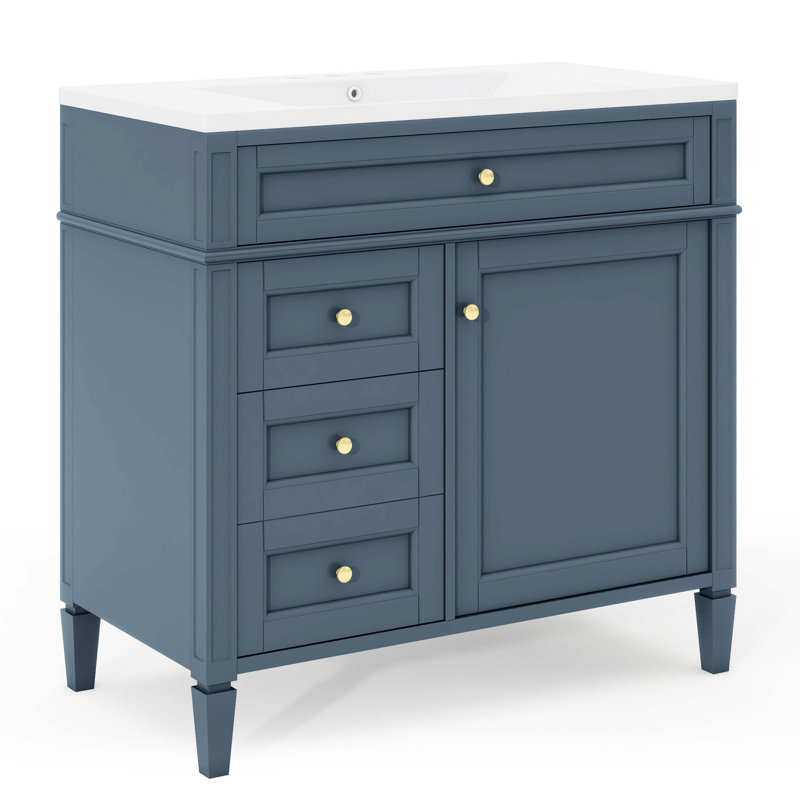 Meuble-lavabo 36 po avec lavabo supérieur, Bleu