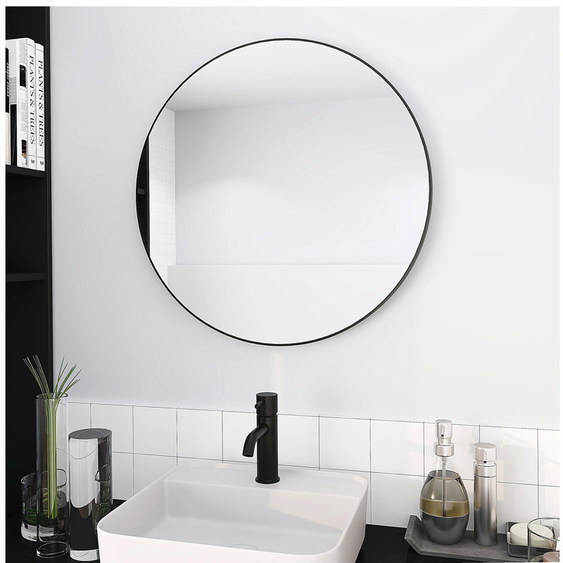 Grand miroir rond noir de 24 po, 24.06" x 24.06"