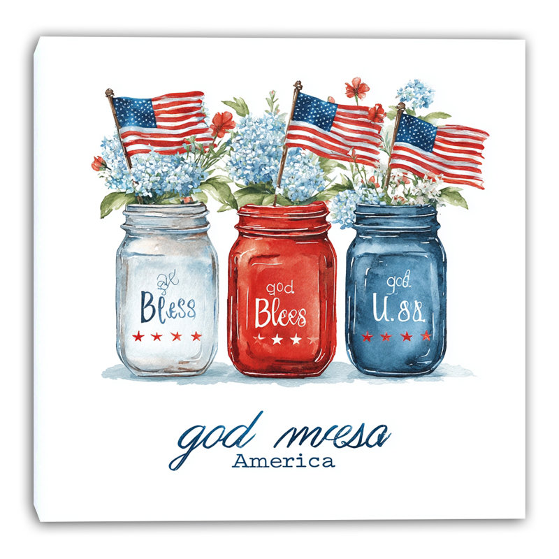 Blessed Mason Jars Wrapped Canvas Wall Art, 20"W x 20"H x 1.5"D