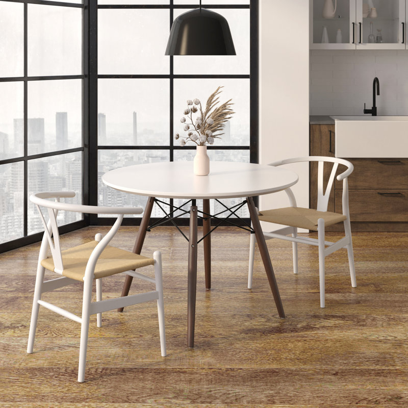 Traynor 32'' Round Dining Table, Walnut, White