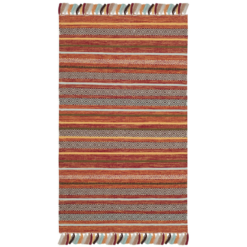 Montauk Hand Woven Cotton Striped Rug, Rectangle 3' x 5'
