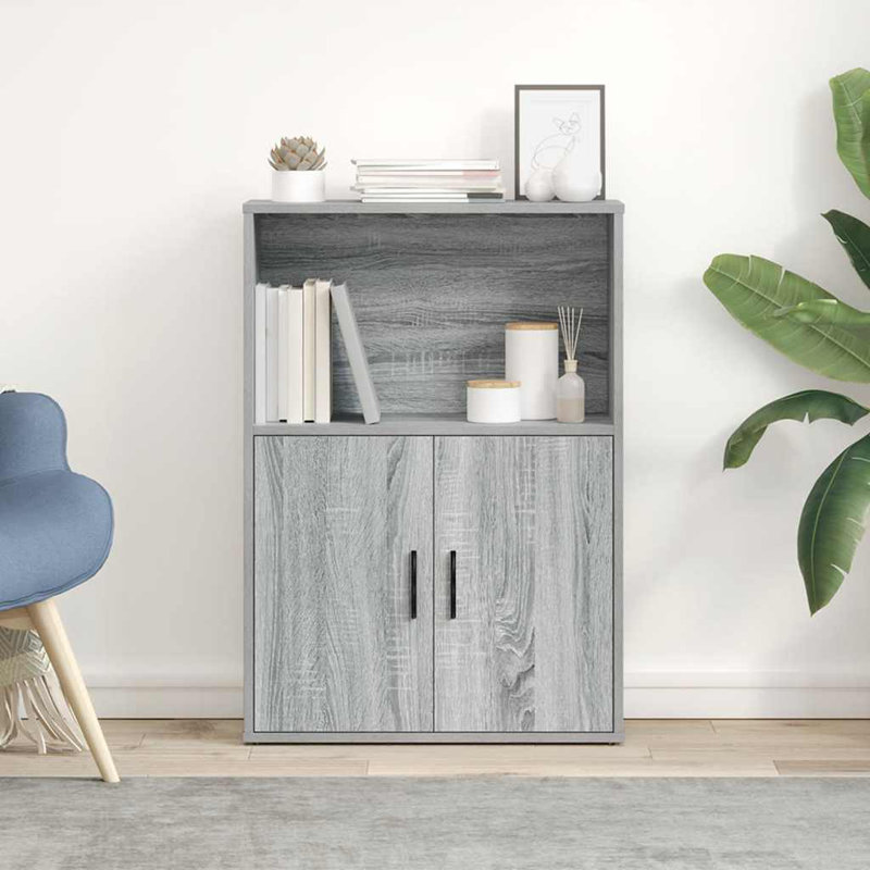 vidaXL Bookcase Engineered Wood Medium Bookcase Rectangular, Gray Sonoma