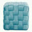 Repose-pieds carré tressé avec velours bleu glacier-664699089