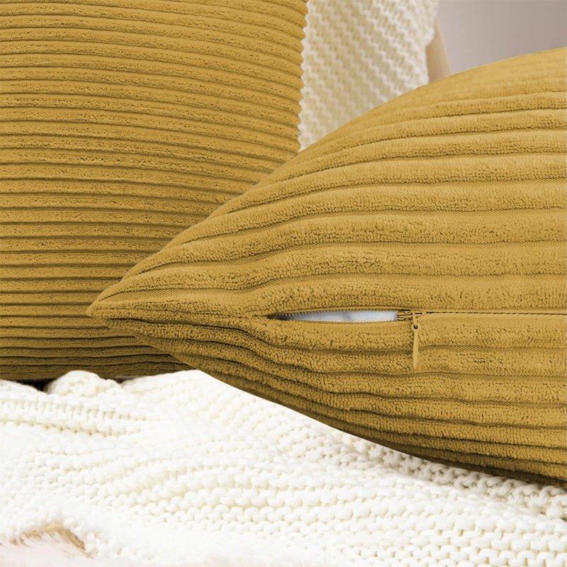 Striped Square Euro Cushion Cover, Ochre