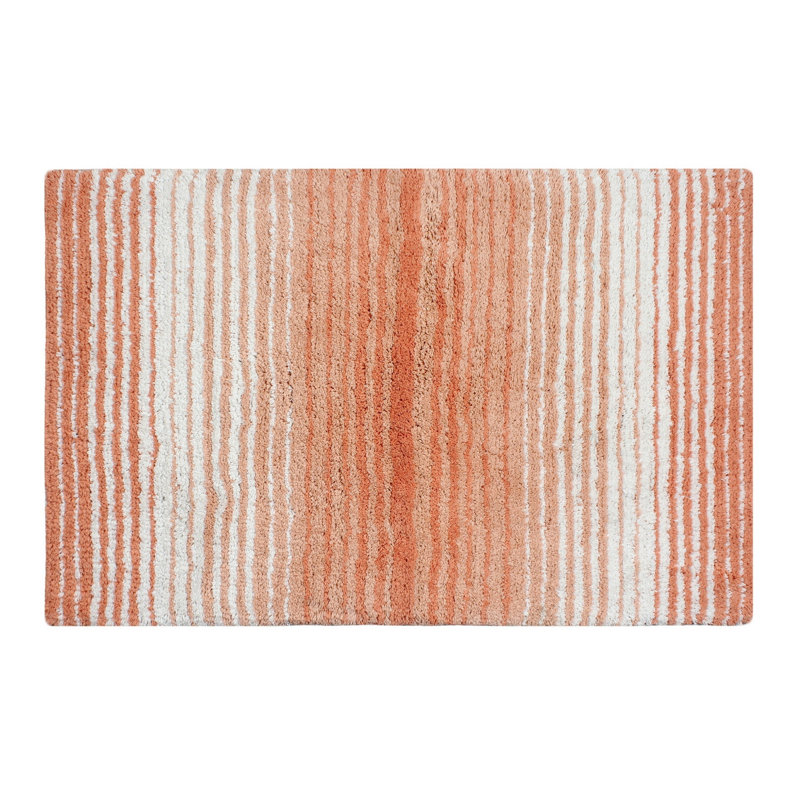 Gradiation Rug Collection 100% Cotton Bath Rug with Spray Latex Backing, Coral, Single - 24" L x 40" W