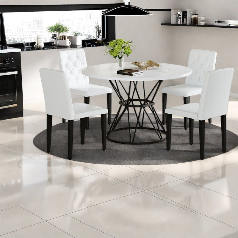 Dining Table Sets(must Include Both Table And Chair), 47.3 Inch Mdf Marble Modern Kitchen Set