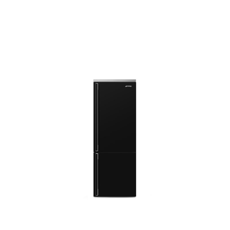 SMEG Réfrigérateur à congélateur inférieur 27,7 po Portofino, Gaucher, Noir, noir, noir, noir