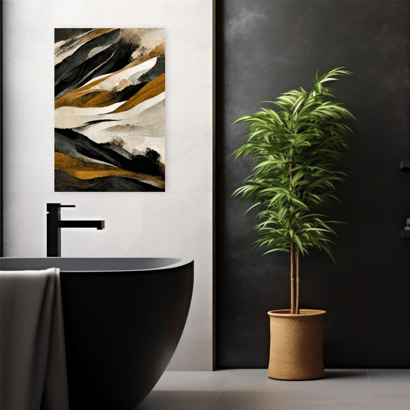 Art contemporain contemporain, paysage de montagne minimaliste abstrait, H 24 po x l 16 po