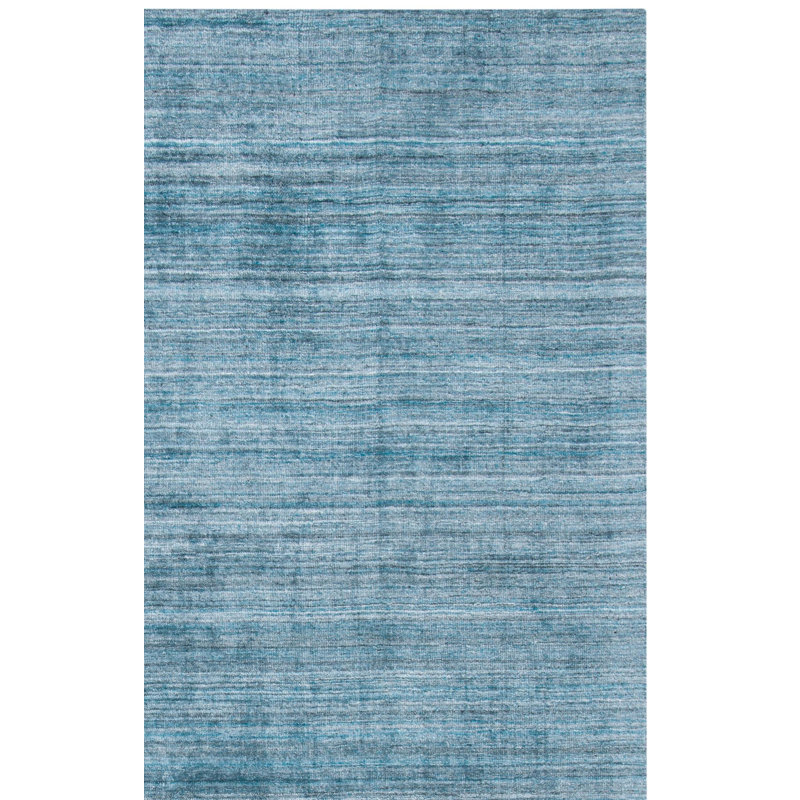 Abbie-Jo Hand Loomed Viscose/Cotton/Wool Solid Color Rug in Teal/Blue, Rectangle 3' x 5'