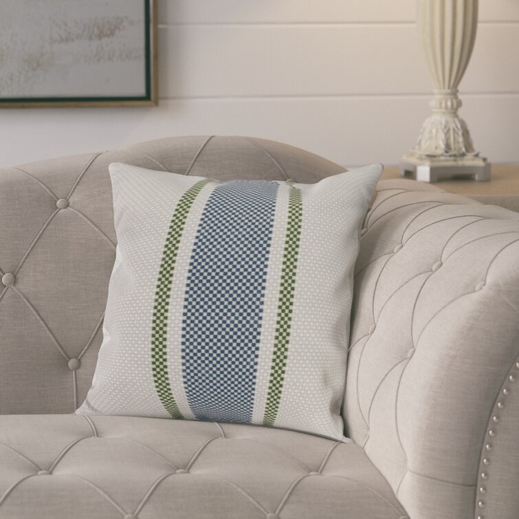 Throw Pillow Set of 2 Blue Stripe Grain Sack Pillow Blue Ticking