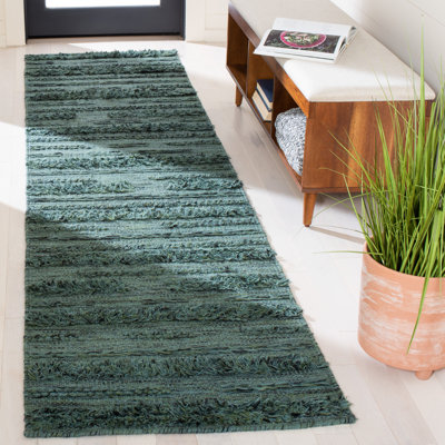 Hartzler Handmade Flatweave DARK GREEN / BLACK Area Rug