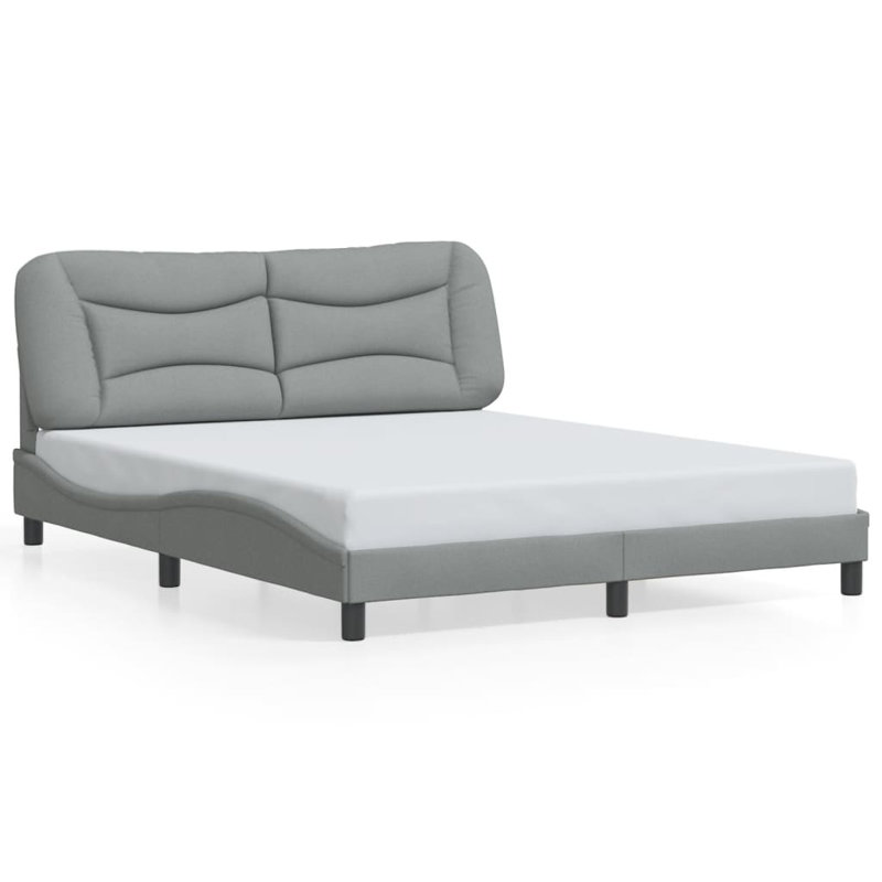 Structure de lit avec DEL sans matelas 76 po x 79,9 po gris clair Hvar, Très grand lit, Gris clair