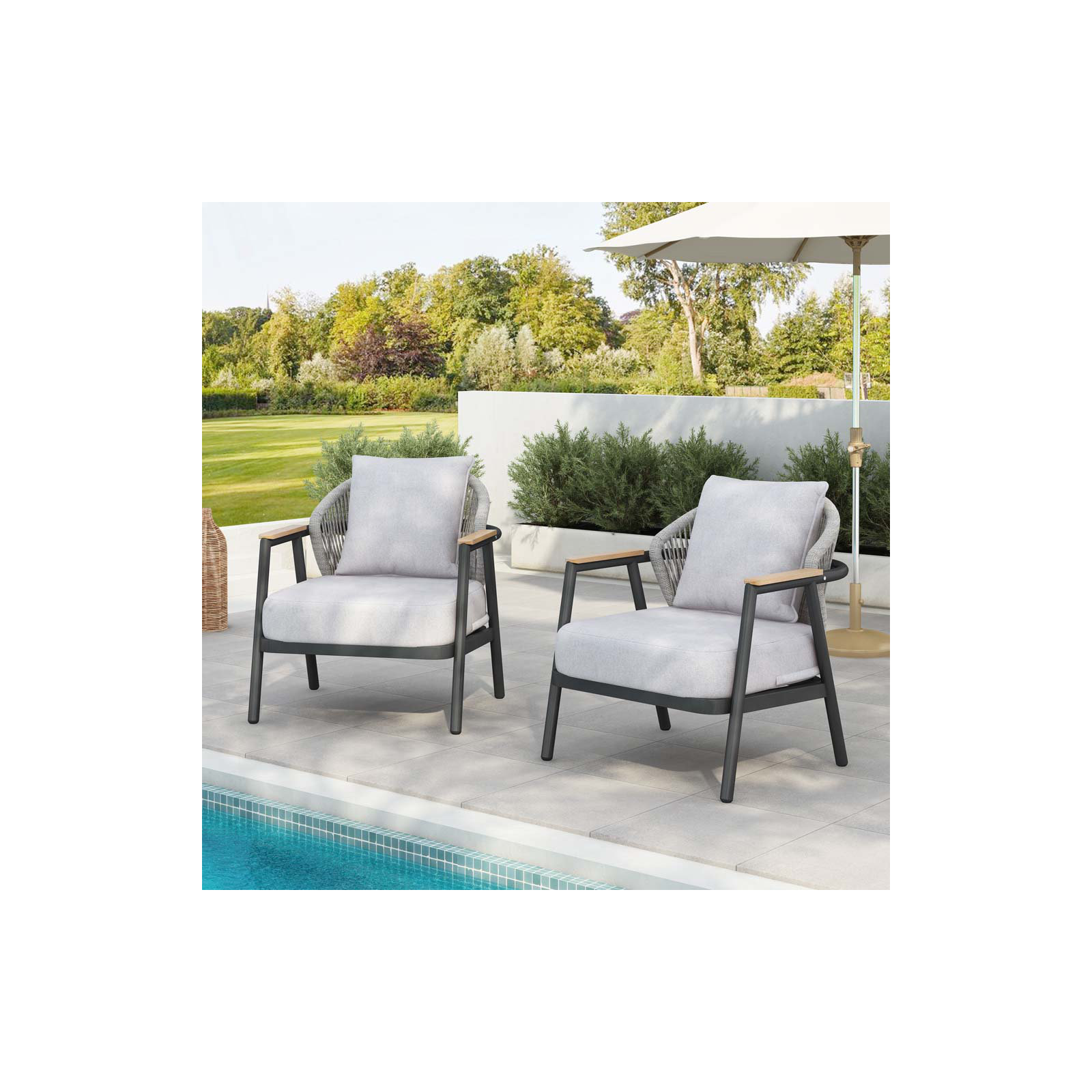 Outdoor Rope Club Chair, Black