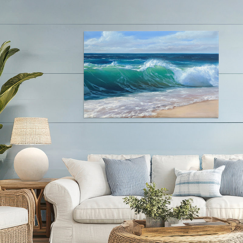 Contenu, toile de vagues de plage, design par Dimitri Sirenko, H 30 po x l 45 po