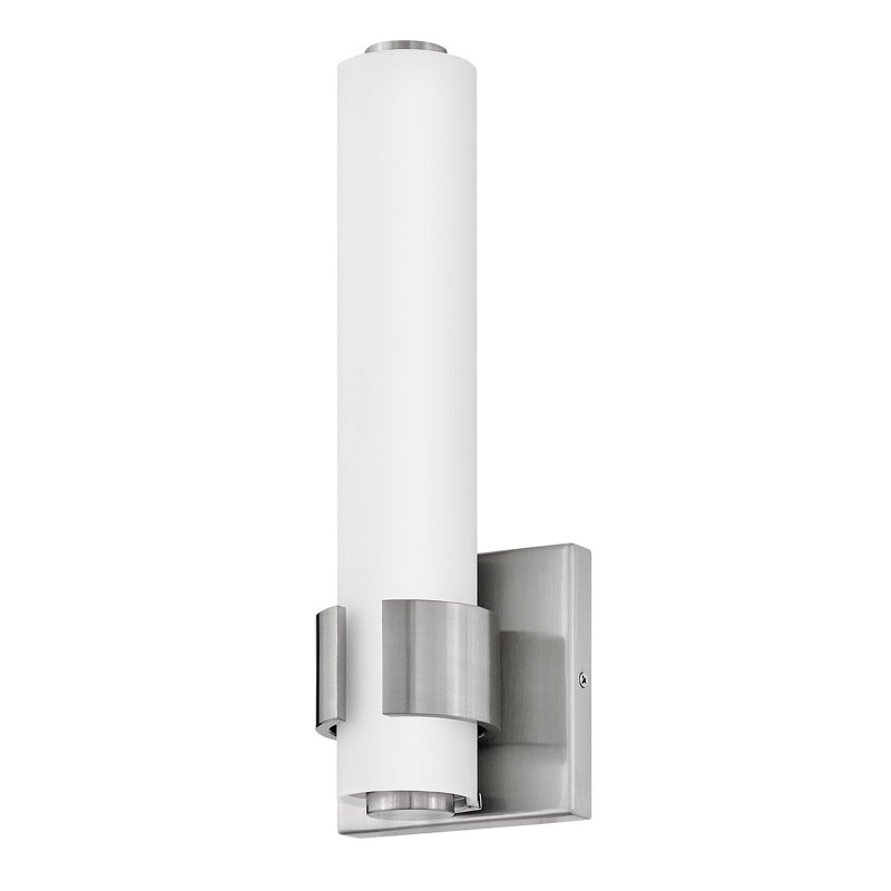 Aiden Integrated LED Bath Sconce w/ Etched White Glass, Brushed Nickel