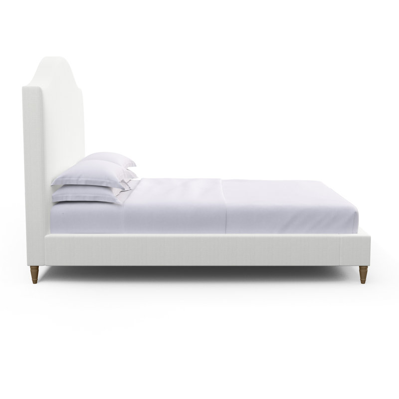 Montague Upholstered Bed, Queen, Box Weave Linen Pumice, Weathered