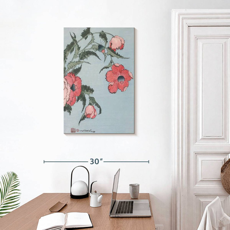 Coquelicots au vent, H 30 po x l 20 po