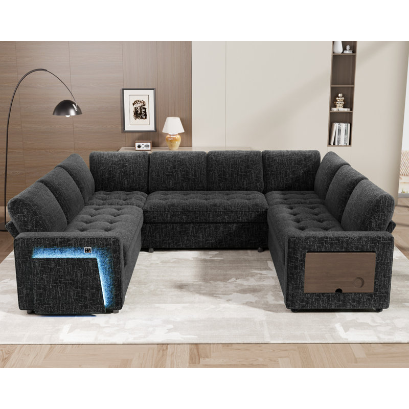 8-Piece U-Sectional: Converts To A Bed, Has Recliners, Usb Ports & Hidden Storage | Assembles In 20 Min, No Tools