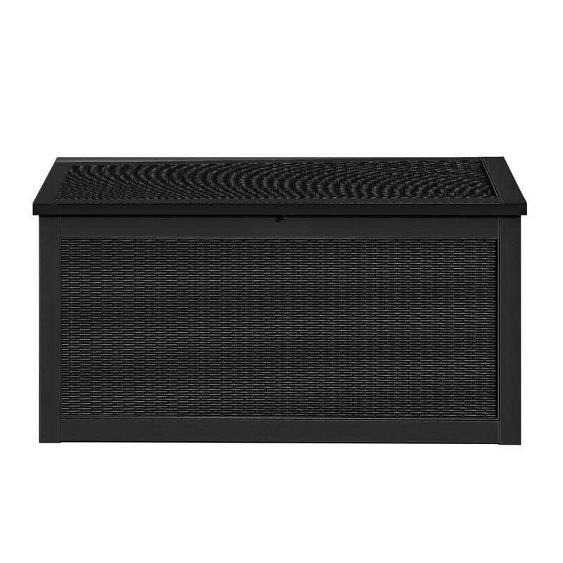260 Gallon Water Resistant Lockable Patio Deck Box Rattan Resin, Black
