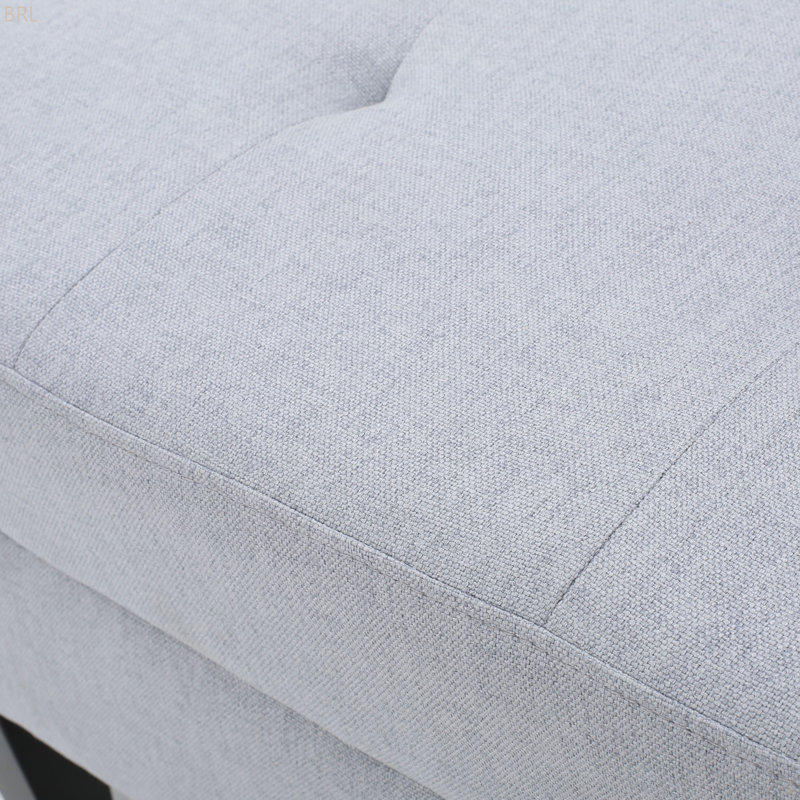 Anjuman Upholstered Ottoman, Light Gray, Light Gray Fabric