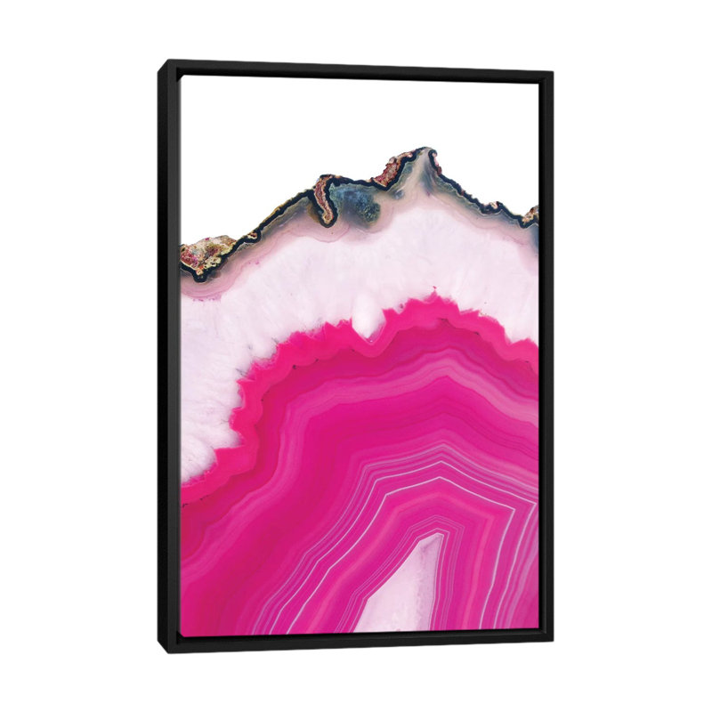 « rose agate slice », impression sur toile, H 26 po x l 18 po x P 1,5 po, Toile encadrée noire, Pas de tapis