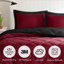 Ensemble de literie réversible matelassé en losange, édredon en microfibre, hypoallergénique, rouge / noir