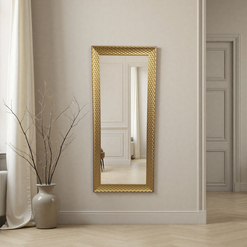 Diamont Tall Framed Bevelled Mirror, Gold, 133.5cm x 57.5cm