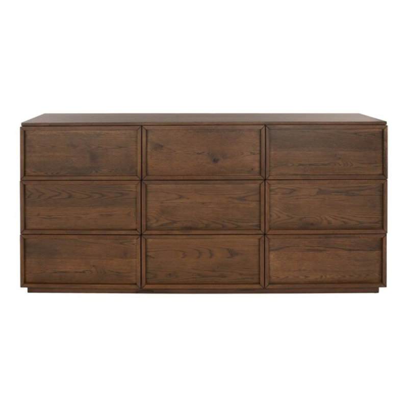 Commode à neuf tiroirs, Chêne médium