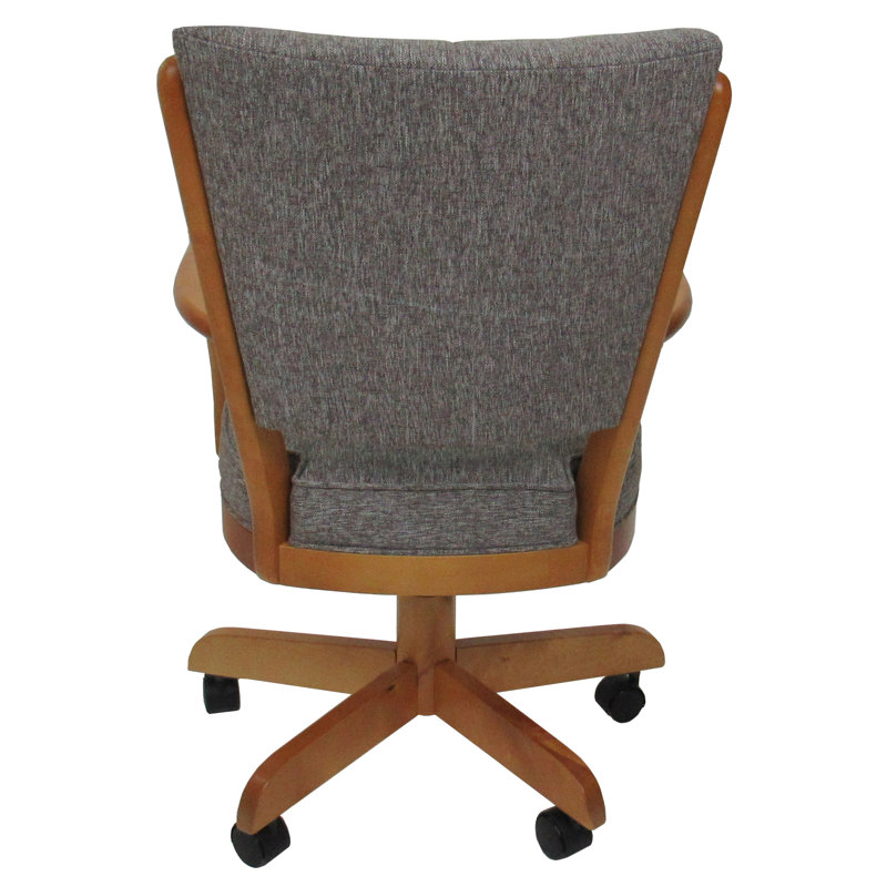 Chaise pivotante en bois avec accoudoirs Gravois, Gris Mojave, Miel